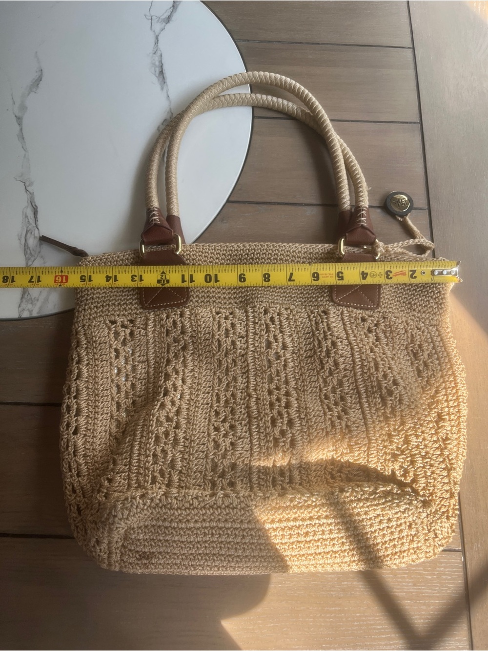 The Sak Beige Crochet Rope-Handle Tote